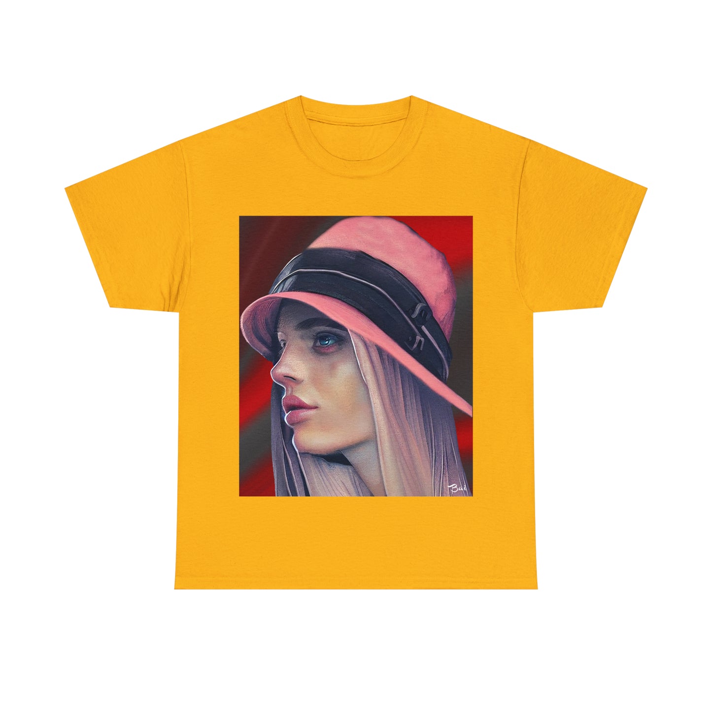 LADY IN PINK HAT - Airt on a Shirt  - Unisex Heavy Cotton Tee - AUS