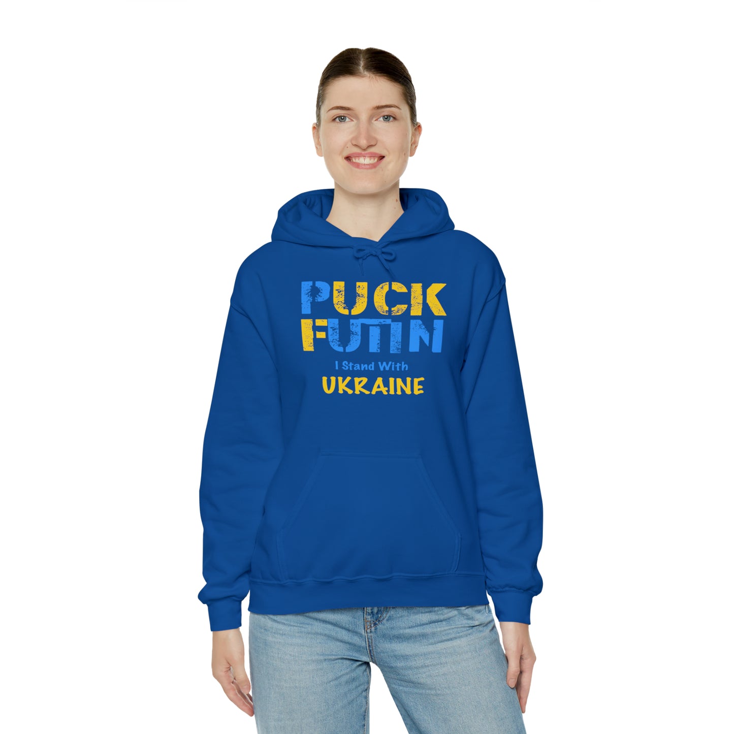 "P*** FUTI*" I Stand With UKRAINE - Unisex Heavy Blend™ Hooded Sweatshirt