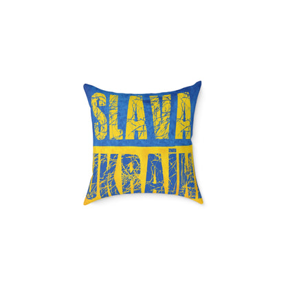 SLAVA UKRAINI & TRIDENT FLAG - Spun Polyester Pillow