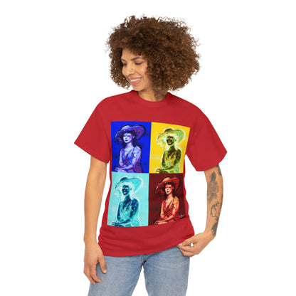 LADY IN SUN HAT (a Warhol Interpretation) - Airt on a Shirt  - Unisex Heavy Cotton Tee - AUS