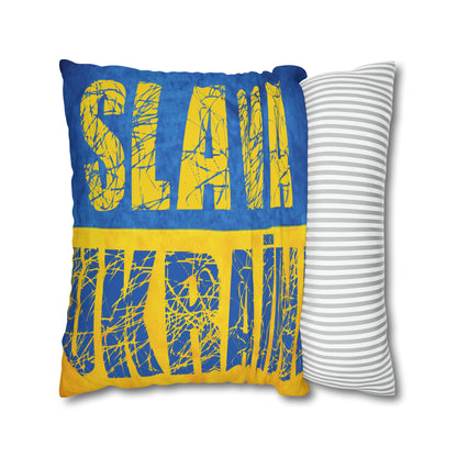 SLAVA UKRAINI & TRIDENT FLAG - Spun Polyester Pillowcase