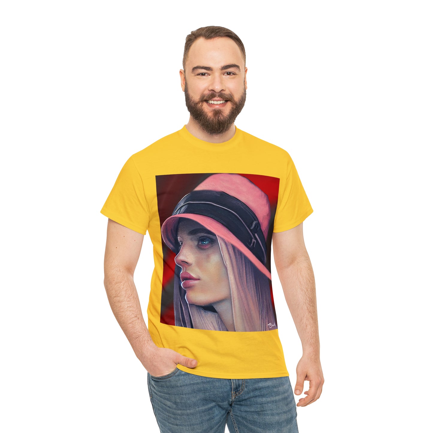 LADY IN PINK HAT - Airt on a Shirt  - Unisex Heavy Cotton Tee - AUS