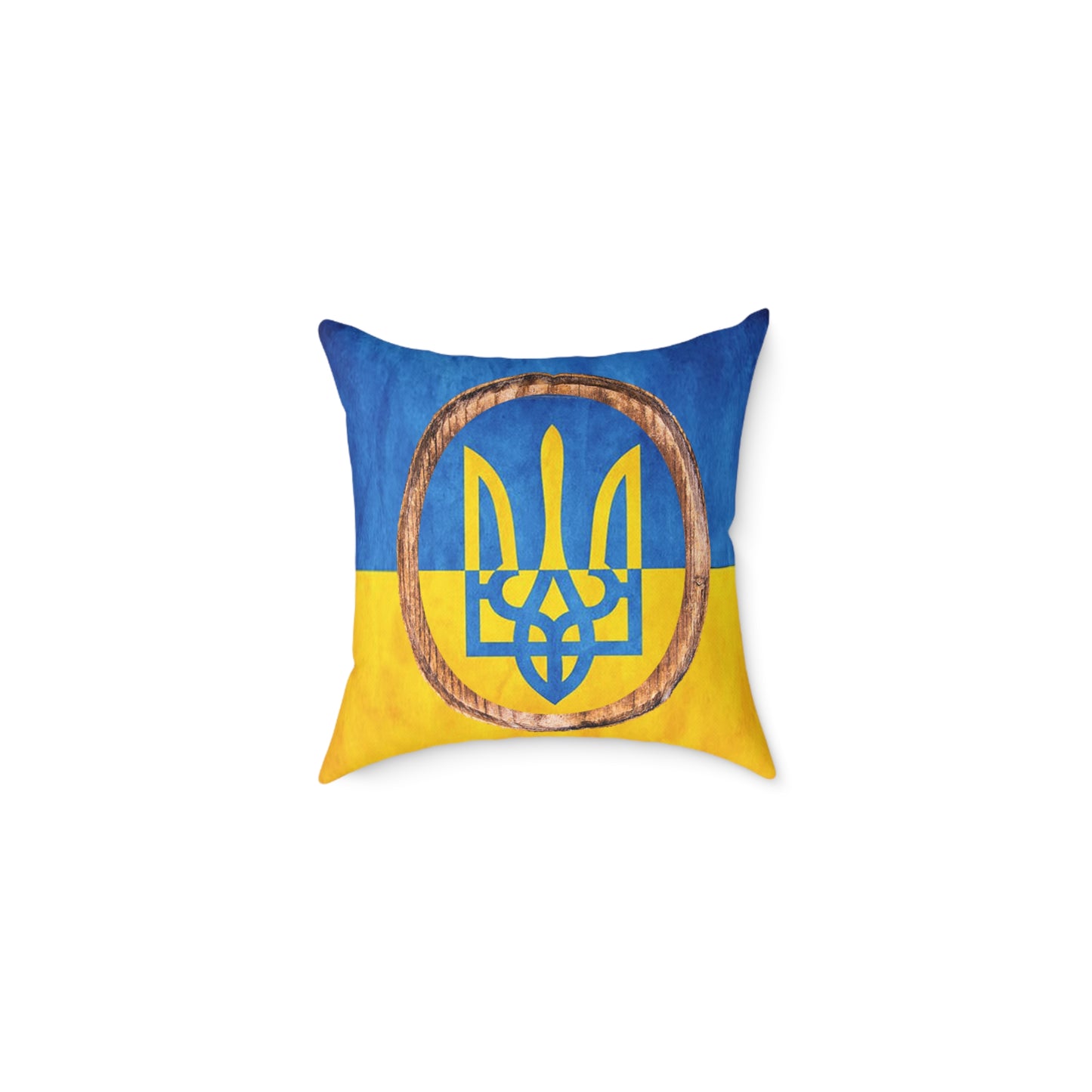 SLAVA UKRAINI & TRIDENT FLAG - Spun Polyester Pillow