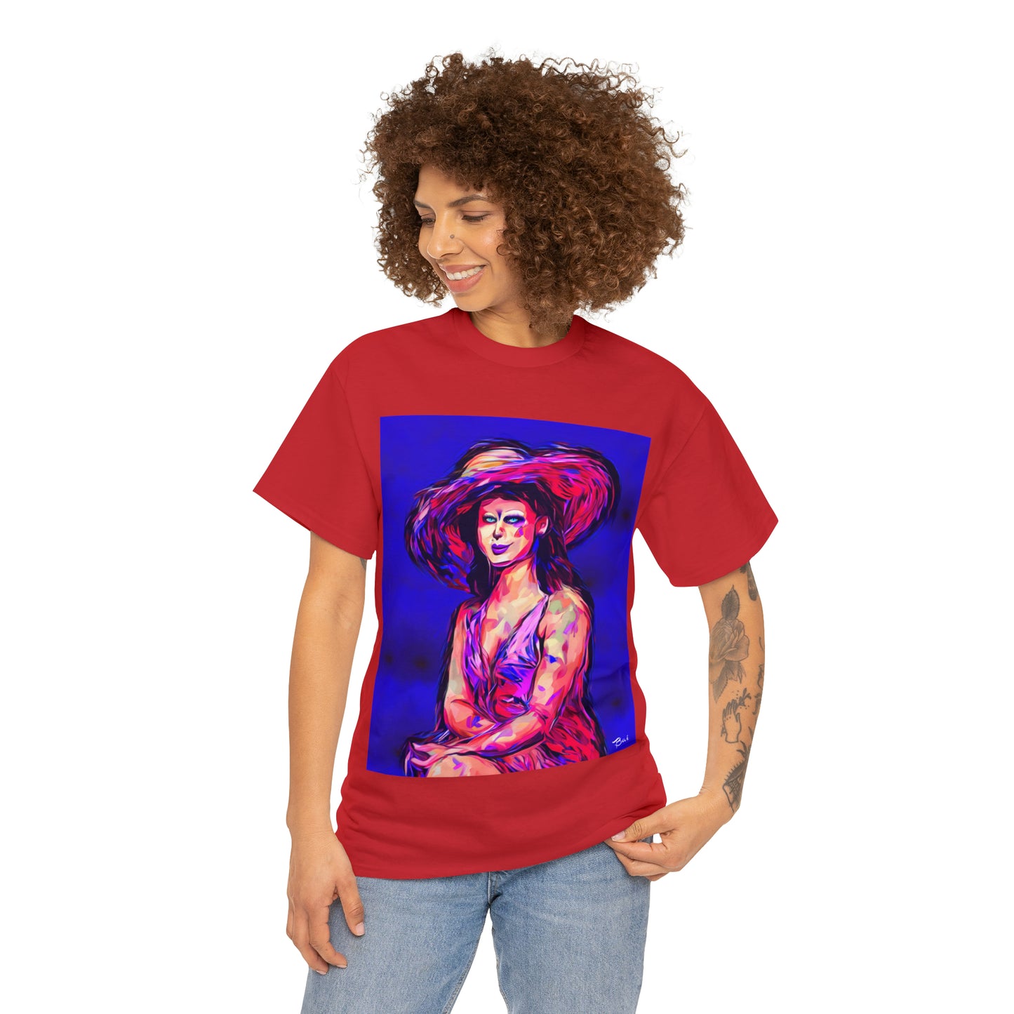 LADY IN SUN HAT - Airt on a Shirt  - Unisex Heavy Cotton Tee - AUS