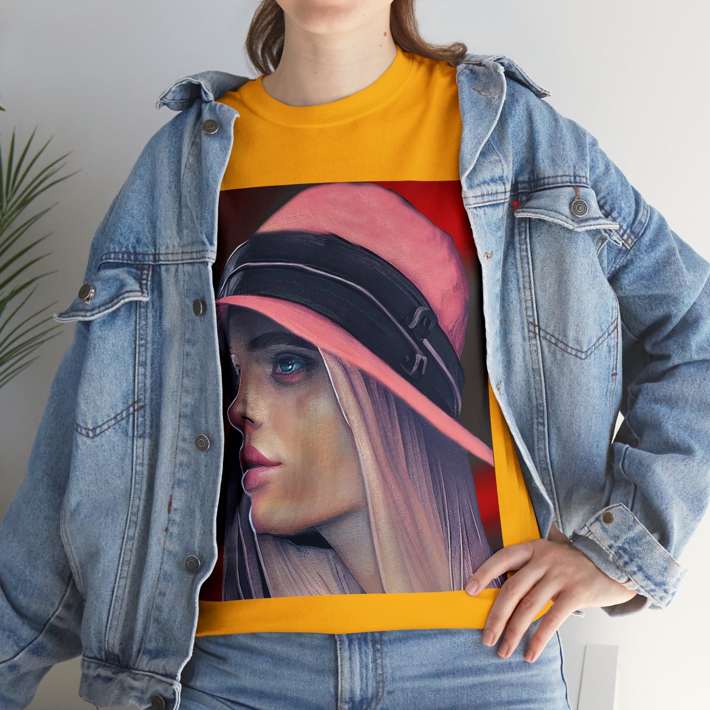 LADY IN PINK HAT - Airt on a Shirt  - Unisex Heavy Cotton Tee - AUS