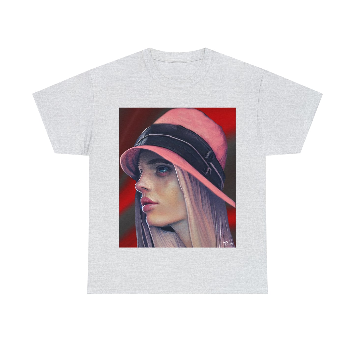 LADY IN PINK HAT - Airt on a Shirt  - Unisex Heavy Cotton Tee - AUS