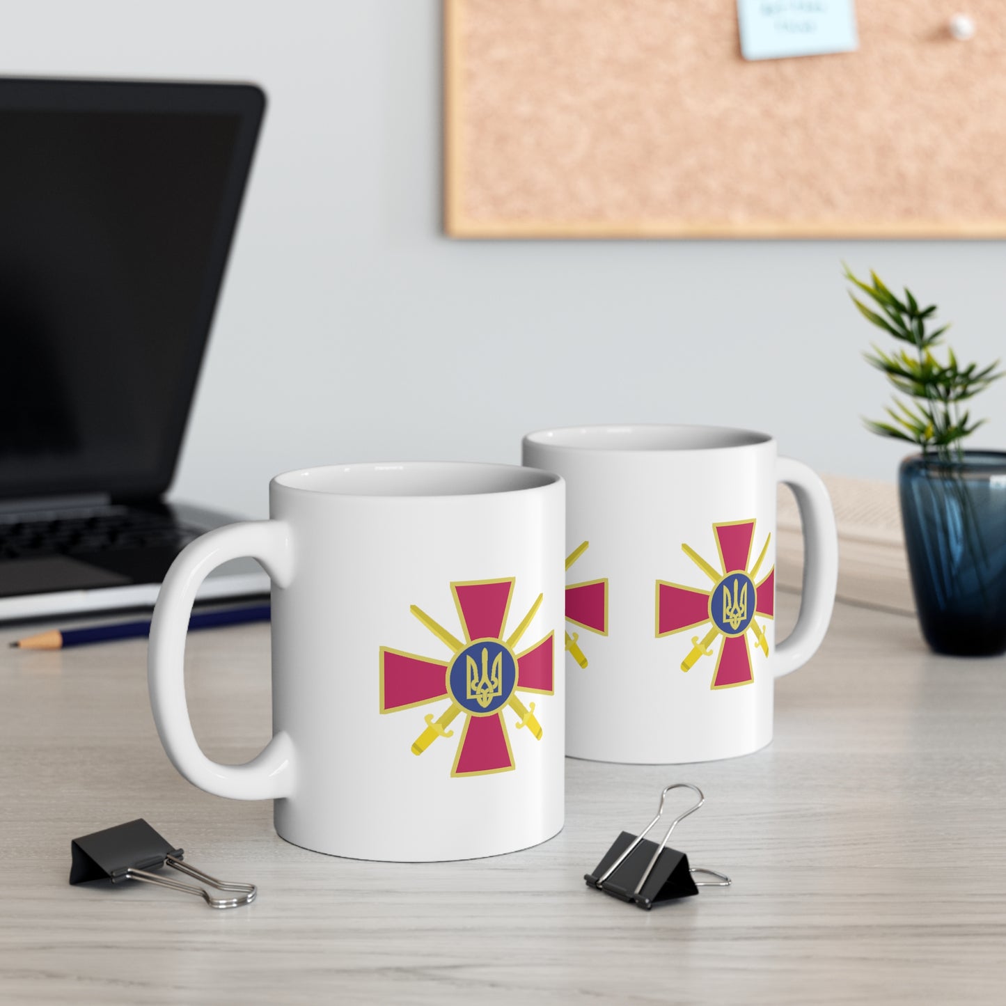 UKRAINIAN CROSSED SWORDS & TRIDENT CROSS CUP/MUG - Ceramic Coffee Cups, 11oz, 15oz