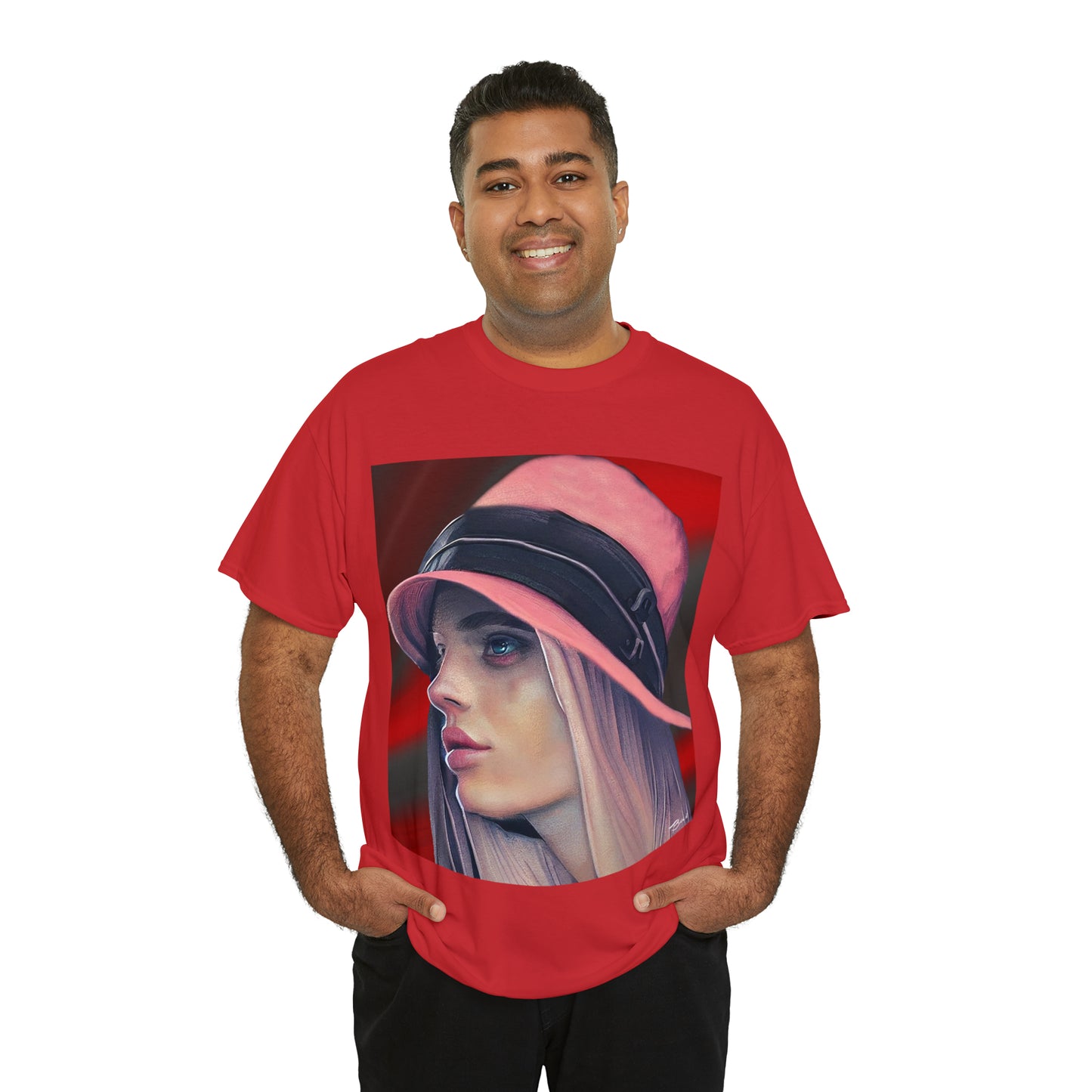 LADY IN PINK HAT - Airt on a Shirt  - Unisex Heavy Cotton Tee - AUS