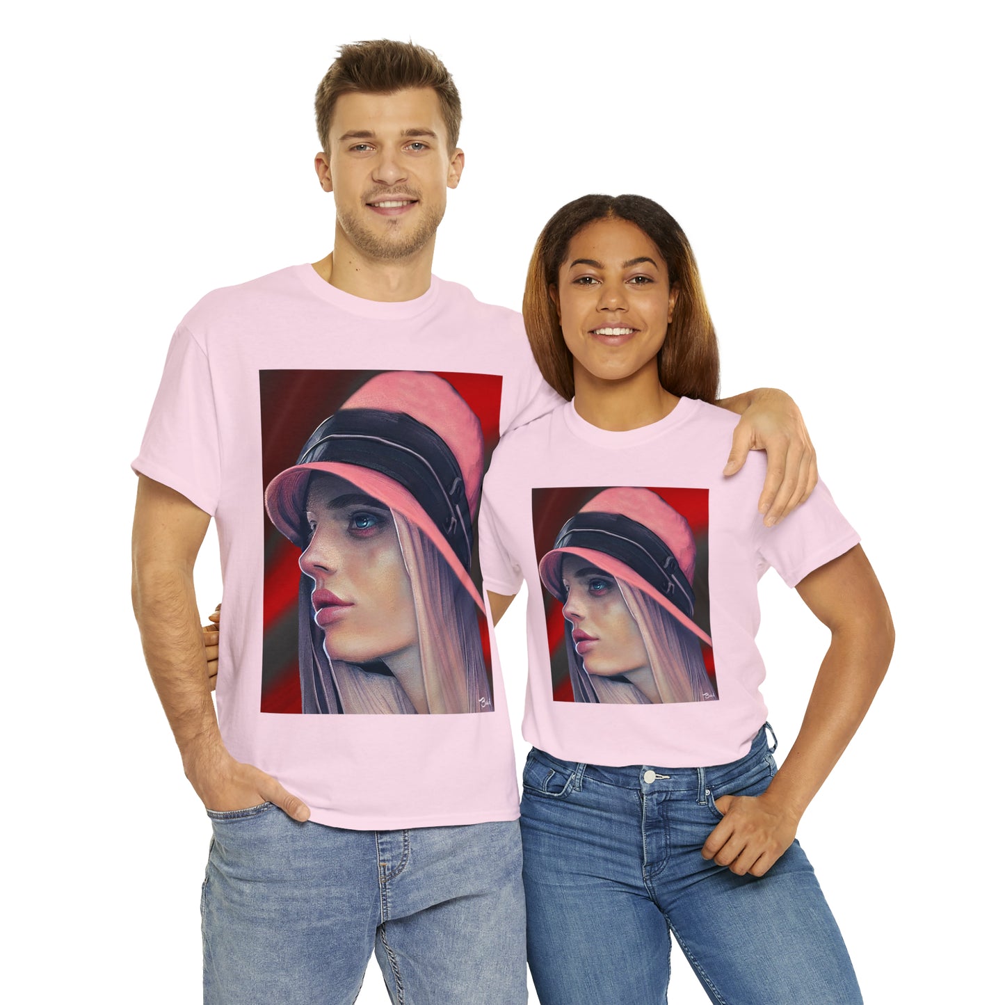 LADY IN PINK HAT - Airt on a Shirt  - Unisex Heavy Cotton Tee - AUS