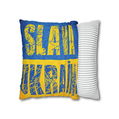 SLAVA UKRAINI & TRIDENT FLAG - Spun Polyester Pillowcase