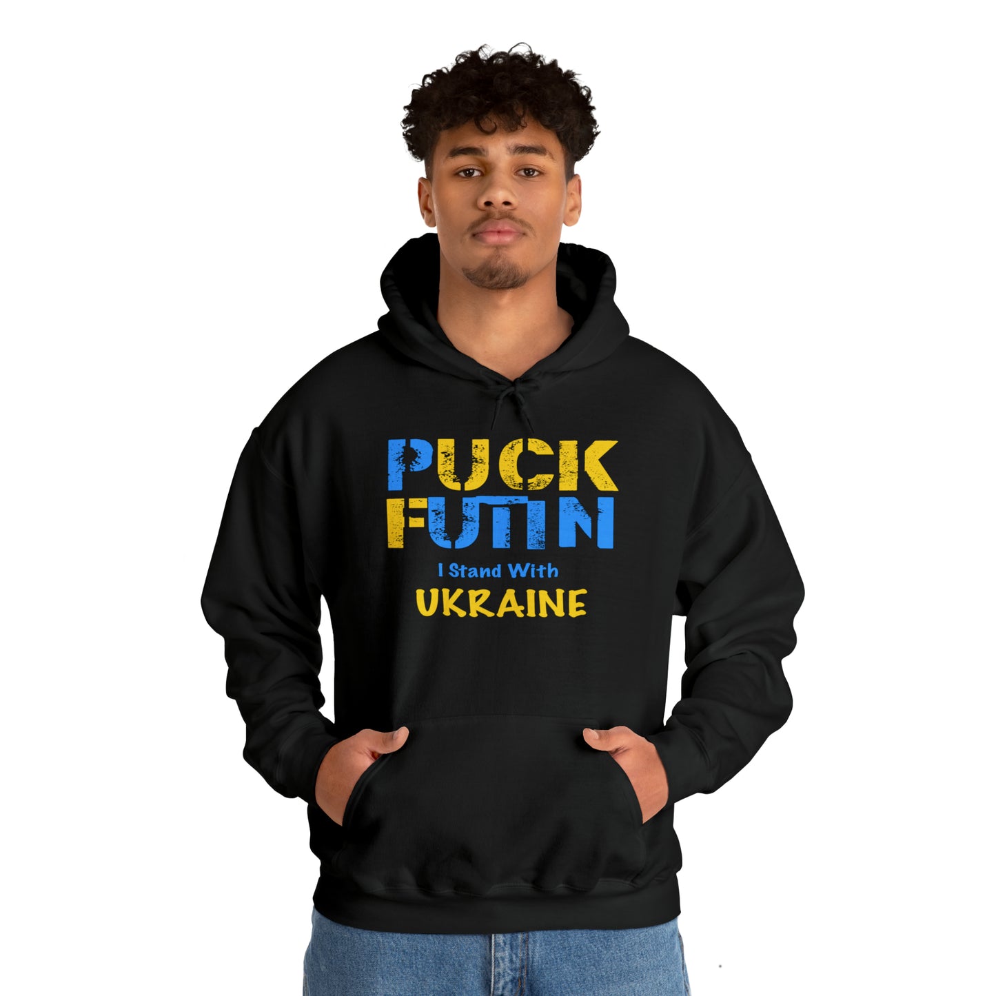 "P*** FUTI*" I Stand With UKRAINE - Unisex Heavy Blend™ Hooded Sweatshirt