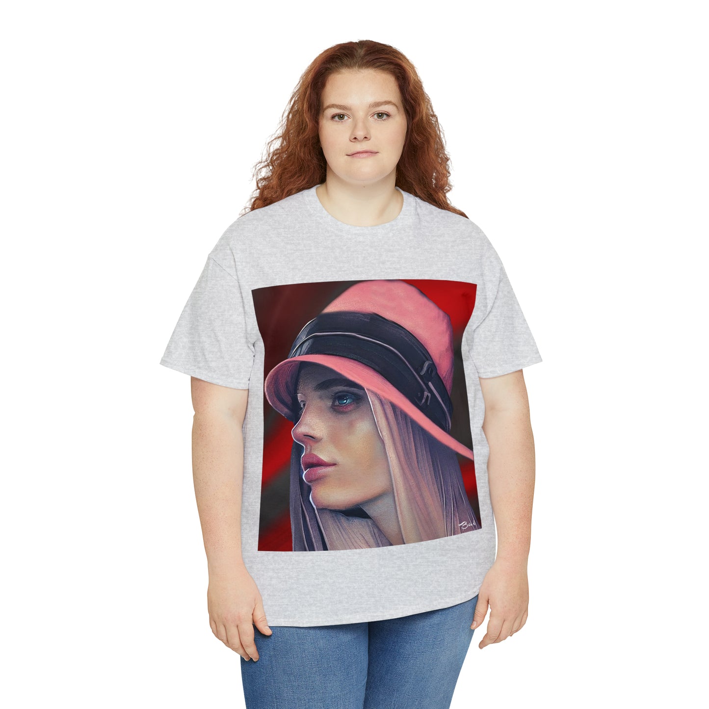 LADY IN PINK HAT - Airt on a Shirt  - Unisex Heavy Cotton Tee - AUS