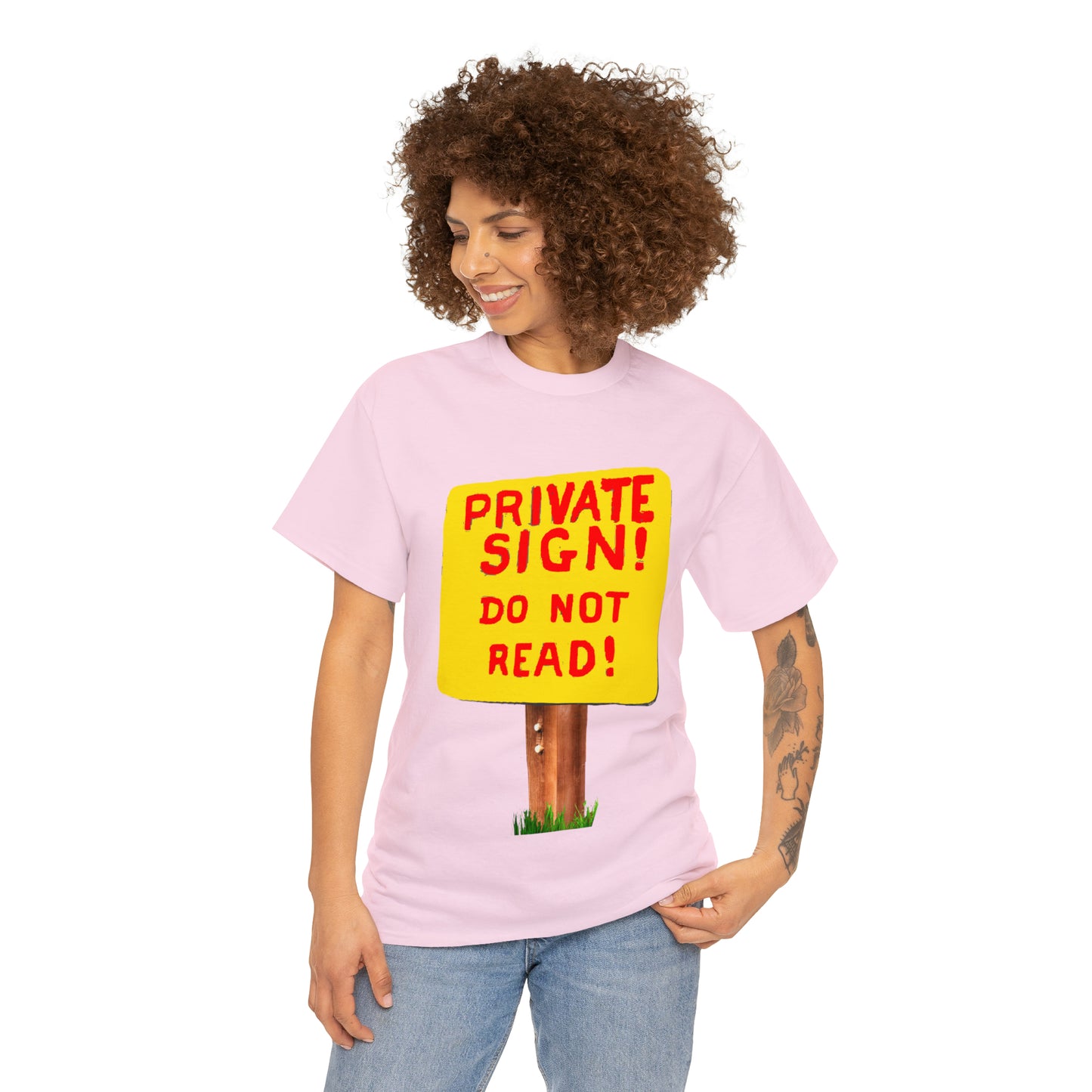 PRIVATE SIGN! DO NOT READ! Silly Sign - Unisex Heavy Cotton Tee - AUS