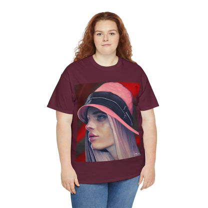 LADY IN PINK HAT - Airt on a Shirt  - Unisex Heavy Cotton Tee - AUS