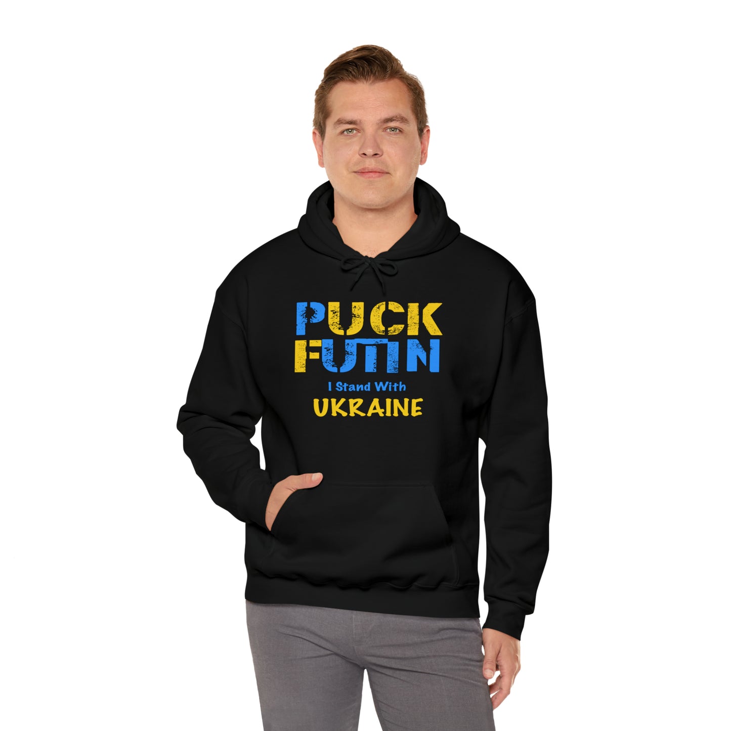 "P*** FUTI*" I Stand With UKRAINE - Unisex Heavy Blend™ Hooded Sweatshirt