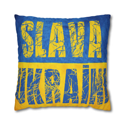 SLAVA UKRAINI & TRIDENT FLAG - Spun Polyester Pillowcase