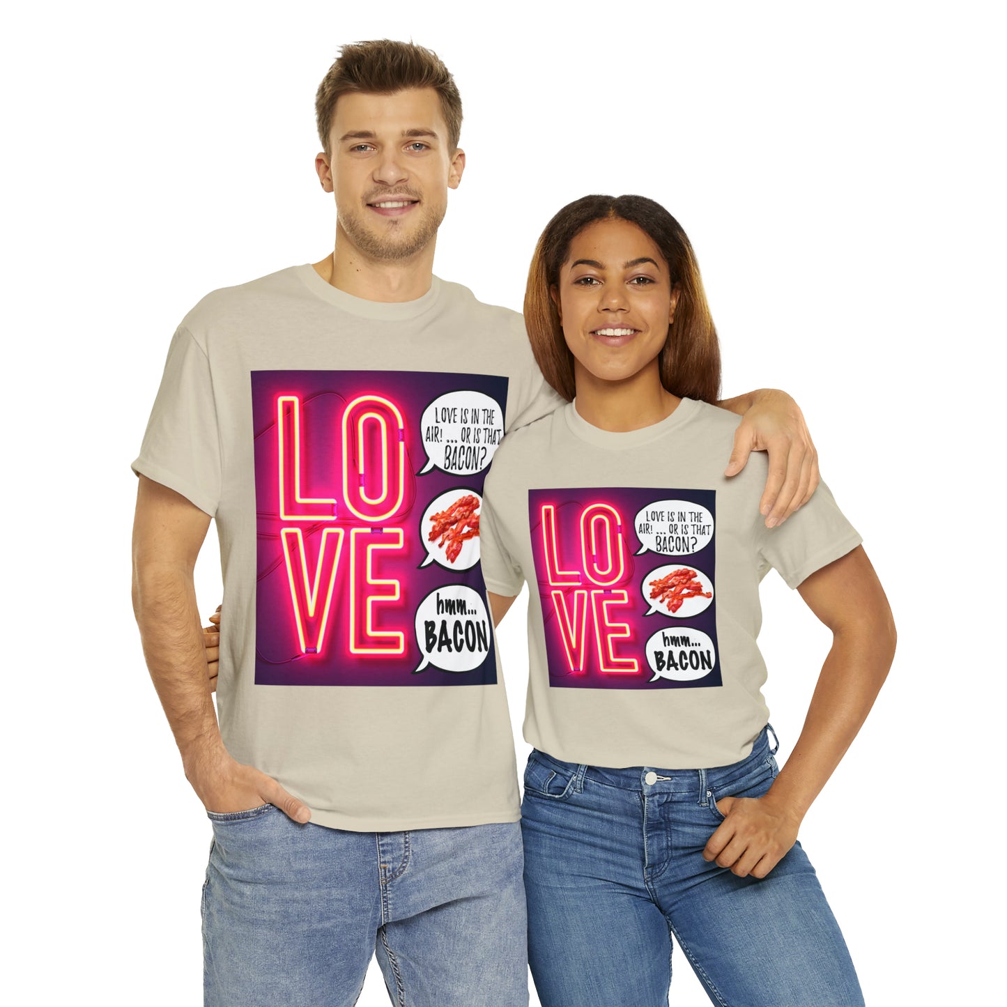 LOVE in in the AIR... or is that BACON? - Unisex Heavy Cotton Tee