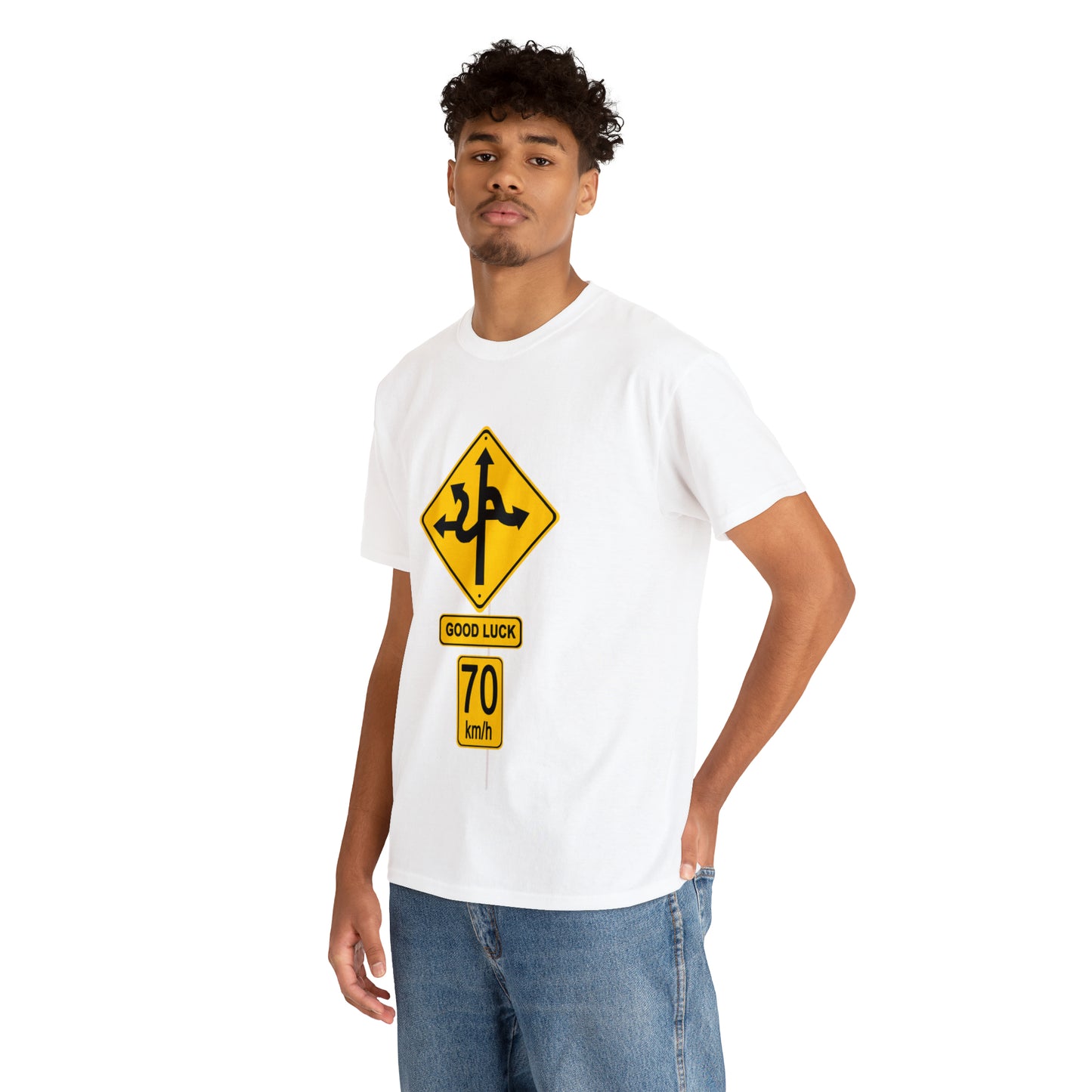 GOOD LUCK 70 kph Silly Sign - Unisex Heavy Cotton Tee - AUS