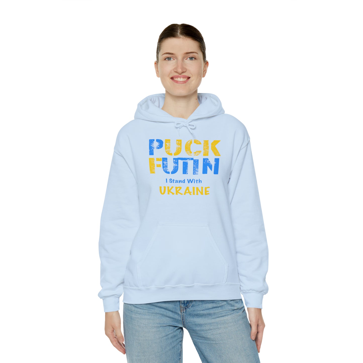 "P*** FUTI*" I Stand With UKRAINE - Unisex Heavy Blend™ Hooded Sweatshirt