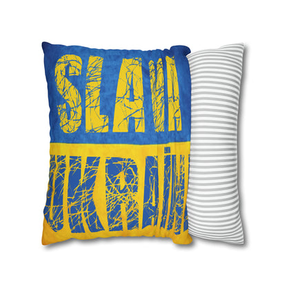 SLAVA UKRAINI & TRIDENT FLAG - Spun Polyester Pillowcase