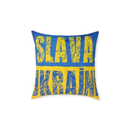 SLAVA UKRAINI & TRIDENT FLAG - Spun Polyester Pillow