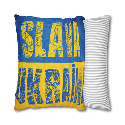 SLAVA UKRAINI & TRIDENT FLAG - Spun Polyester Pillowcase