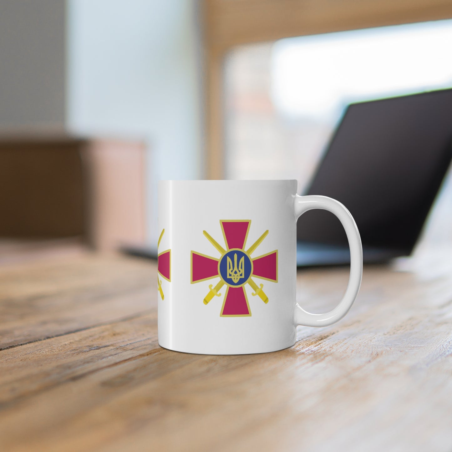 UKRAINIAN CROSSED SWORDS & TRIDENT CROSS CUP/MUG - Ceramic Coffee Cups, 11oz, 15oz