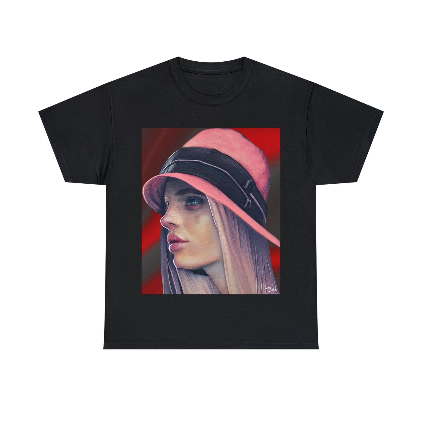 LADY IN PINK HAT - Airt on a Shirt  - Unisex Heavy Cotton Tee - AUS