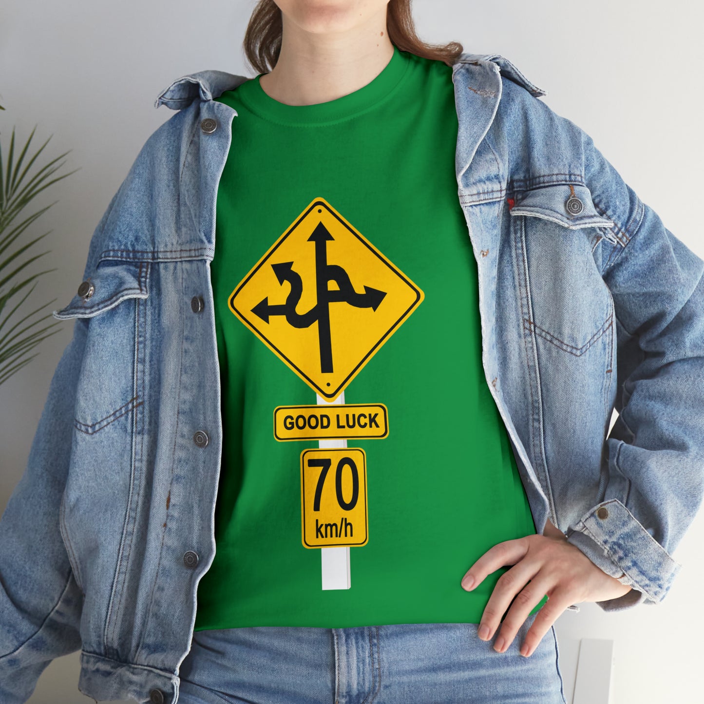 GOOD LUCK 70 kph Silly Sign - Unisex Heavy Cotton Tee - AUS