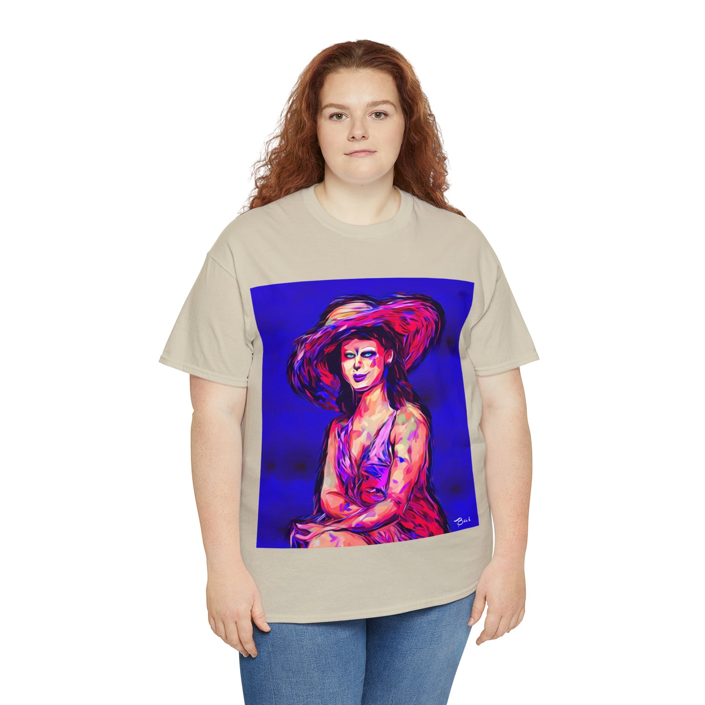 LADY IN SUN HAT - Airt on a Shirt  - Unisex Heavy Cotton Tee - AUS