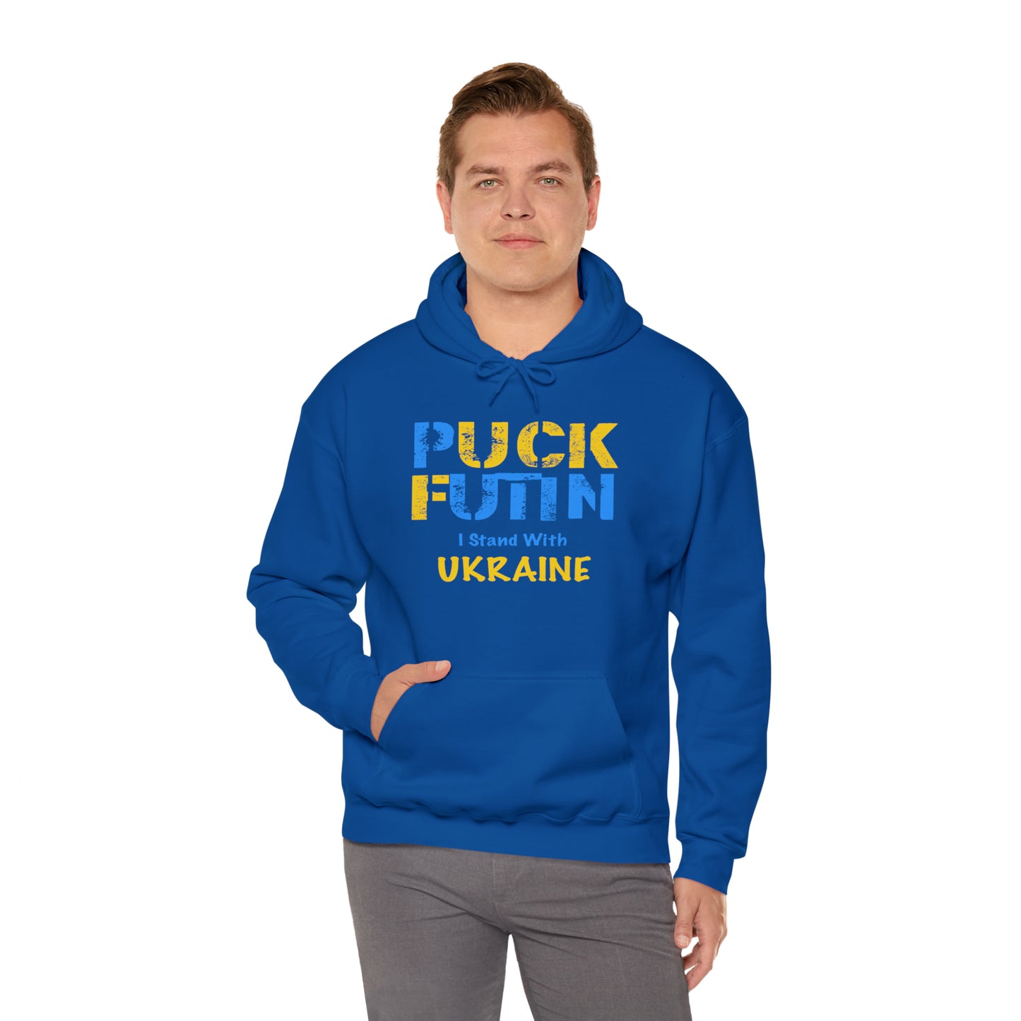 "P*** FUTI*" I Stand With UKRAINE - Unisex Heavy Blend™ Hooded Sweatshirt