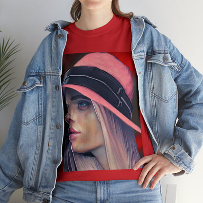 LADY IN PINK HAT - Airt on a Shirt  - Unisex Heavy Cotton Tee - AUS