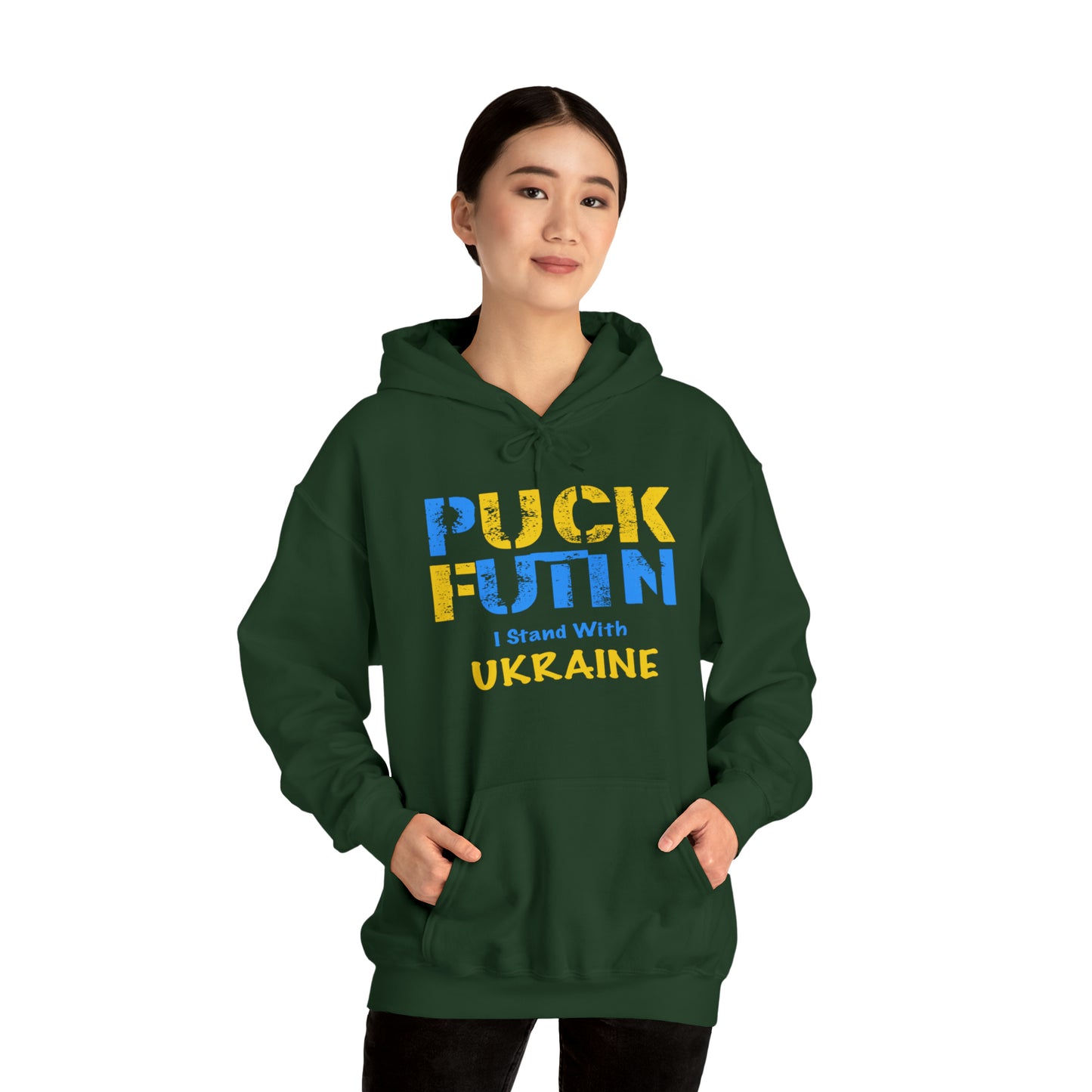 "P*** FUTI*" I Stand With UKRAINE - Unisex Heavy Blend™ Hooded Sweatshirt