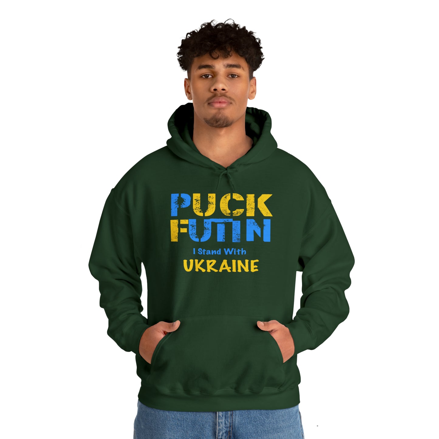 "P*** FUTI*" I Stand With UKRAINE - Unisex Heavy Blend™ Hooded Sweatshirt