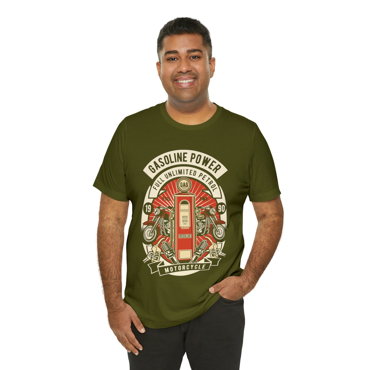 GASOLINE POWER Motorcycle - Unisex Jersey Short Sleeve Tee