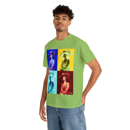 LADY IN SUN HAT (a Warhol Interpretation) - Airt on a Shirt  - Unisex Heavy Cotton Tee - AUS