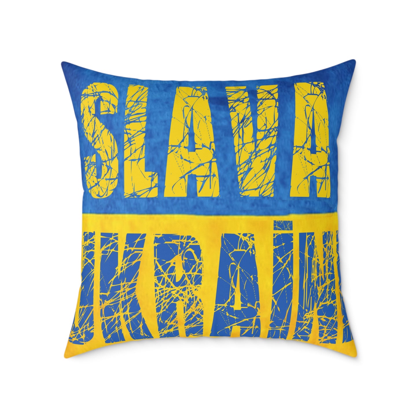 SLAVA UKRAINI & TRIDENT FLAG - Spun Polyester Pillow