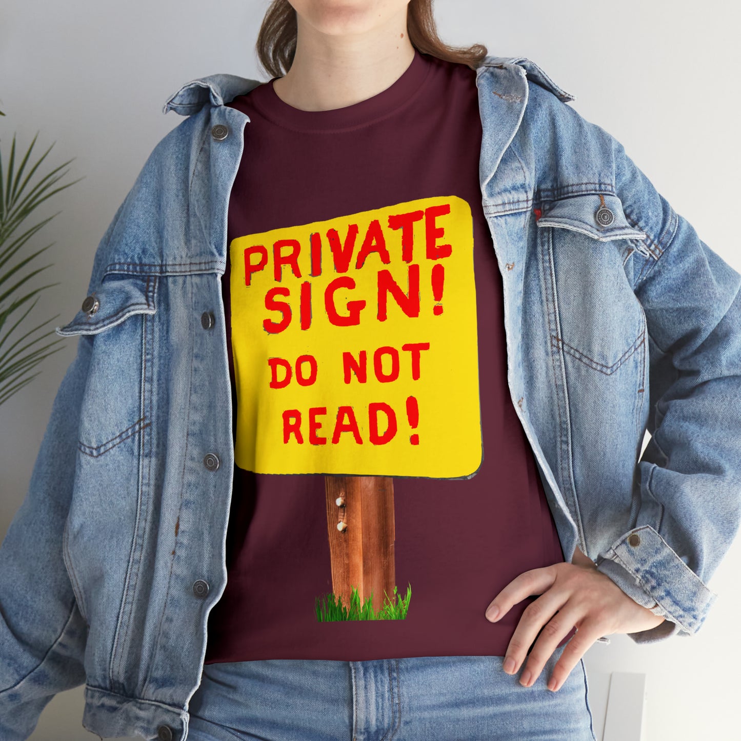 PRIVATE SIGN! DO NOT READ! Silly Sign - Unisex Heavy Cotton Tee - AUS