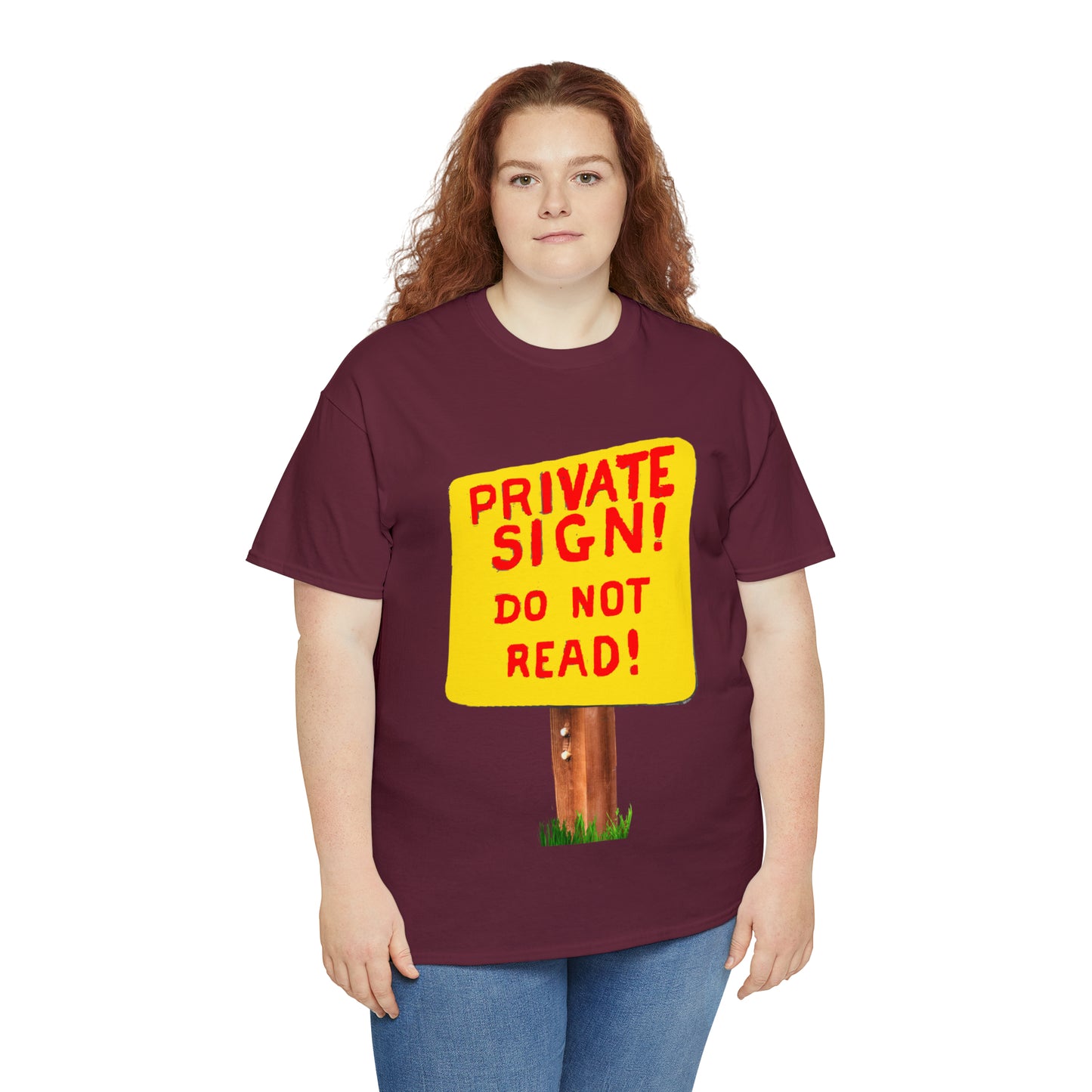 PRIVATE SIGN! DO NOT READ! Silly Sign - Unisex Heavy Cotton Tee - AUS