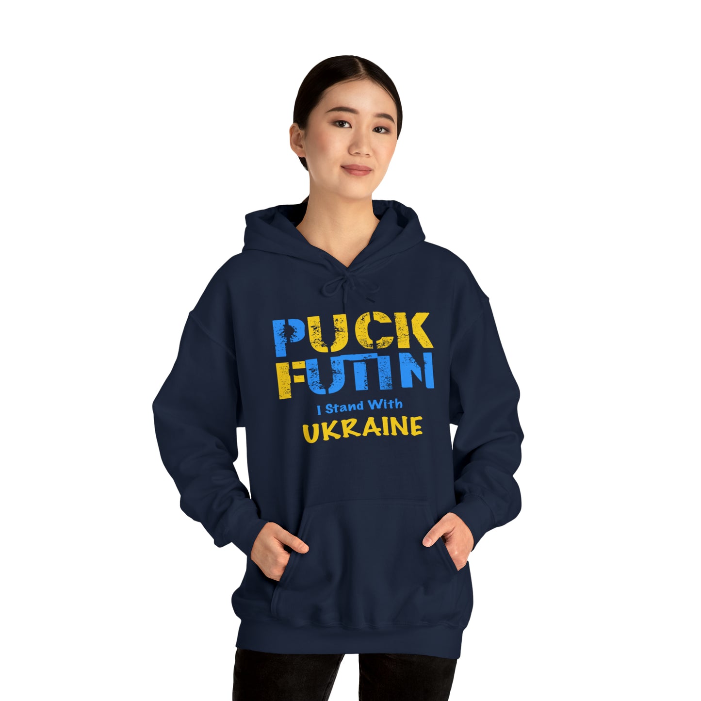 "P*** FUTI*" I Stand With UKRAINE - Unisex Heavy Blend™ Hooded Sweatshirt