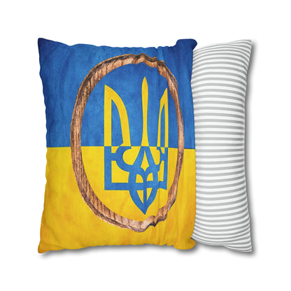 SLAVA UKRAINI & TRIDENT FLAG - Spun Polyester Pillowcase