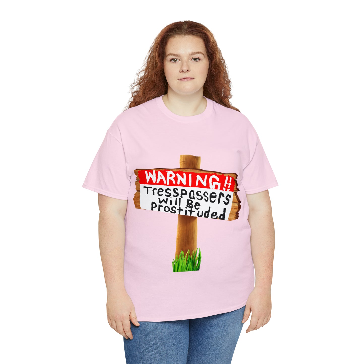 WARNING TRESSPASSERS WILL BE PROSTITUDED - Funny Unisex Heavy Cotton Tee - AUS