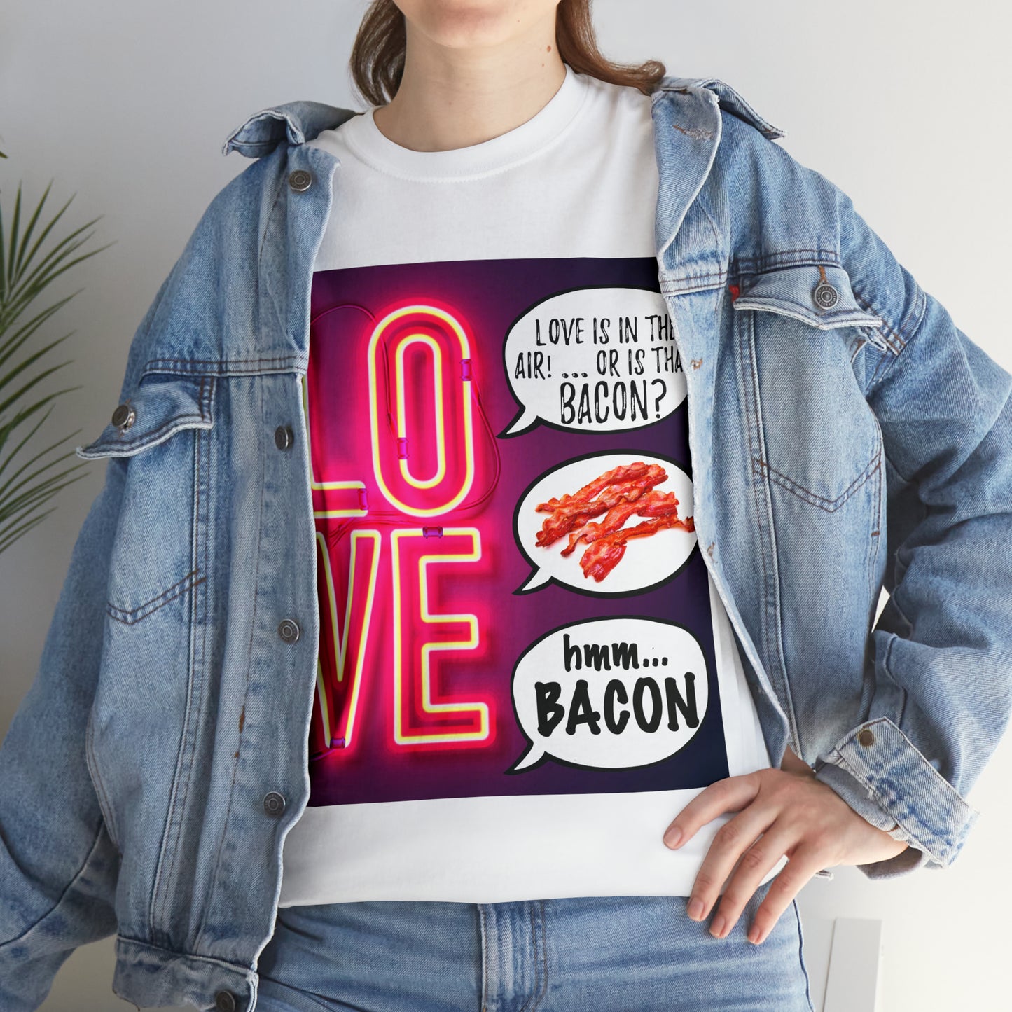 LOVE in in the AIR... or is that BACON? - Unisex Heavy Cotton Tee