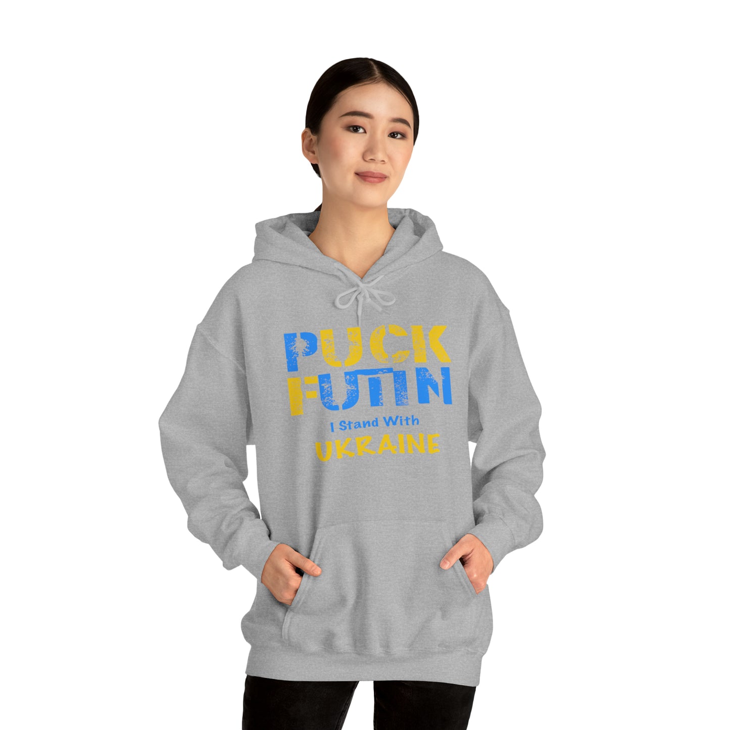 "P*** FUTI*" I Stand With UKRAINE - Unisex Heavy Blend™ Hooded Sweatshirt