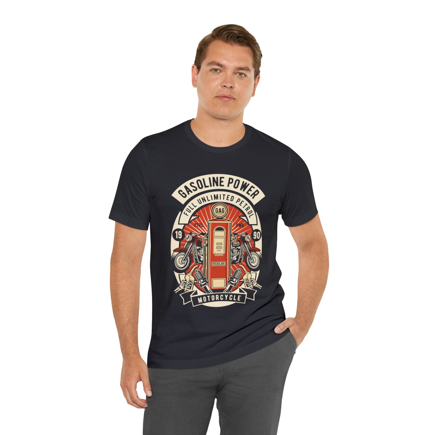 GASOLINE POWER Motorcycle - Unisex Jersey Short Sleeve Tee