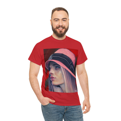 LADY IN PINK HAT - Airt on a Shirt  - Unisex Heavy Cotton Tee - AUS