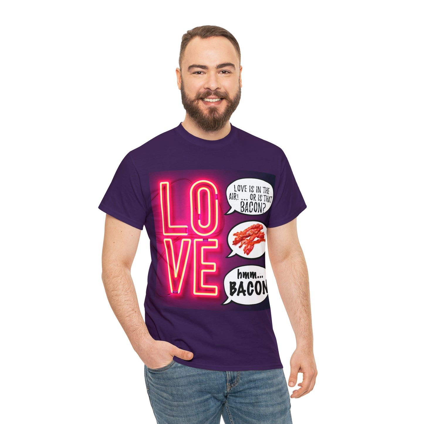 LOVE in in the AIR... or is that BACON? - Unisex Heavy Cotton Tee