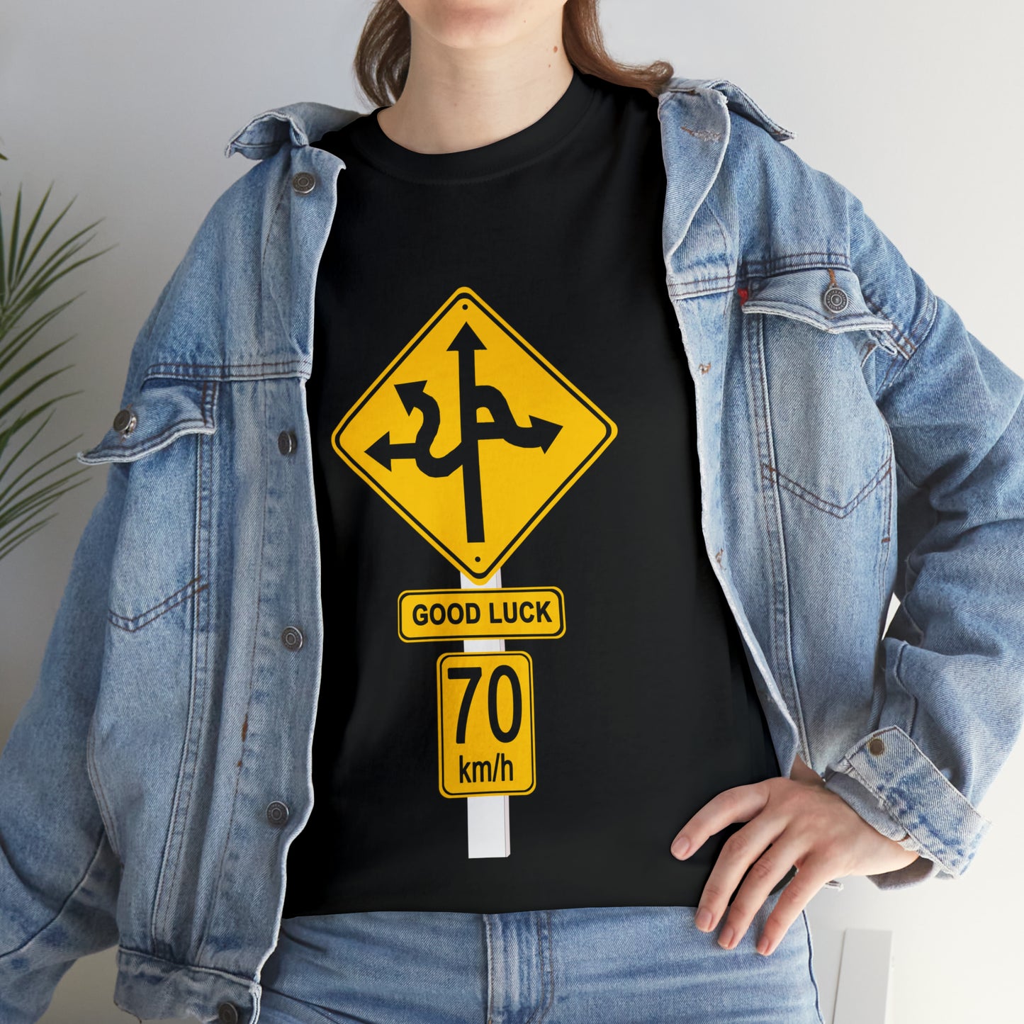 GOOD LUCK 70 kph Silly Sign - Unisex Heavy Cotton Tee - AUS