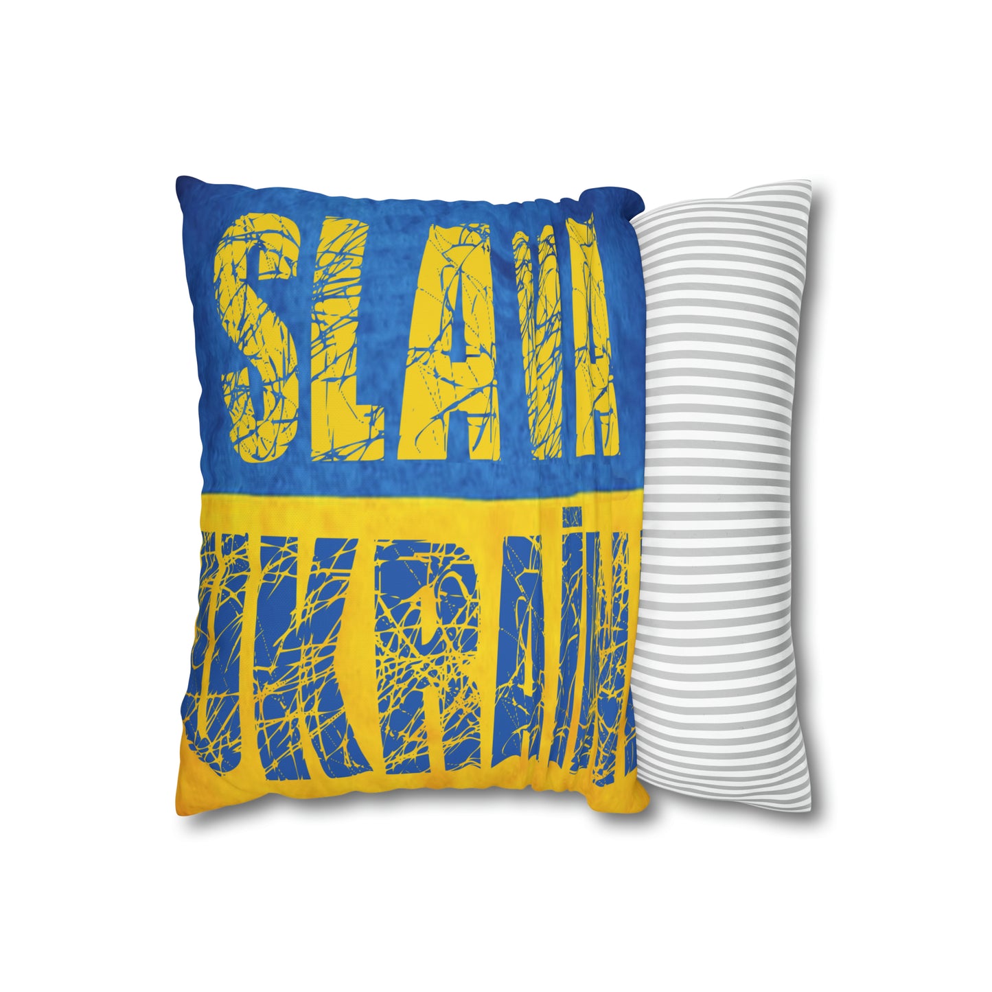 SLAVA UKRAINI & TRIDENT FLAG - Spun Polyester Pillowcase