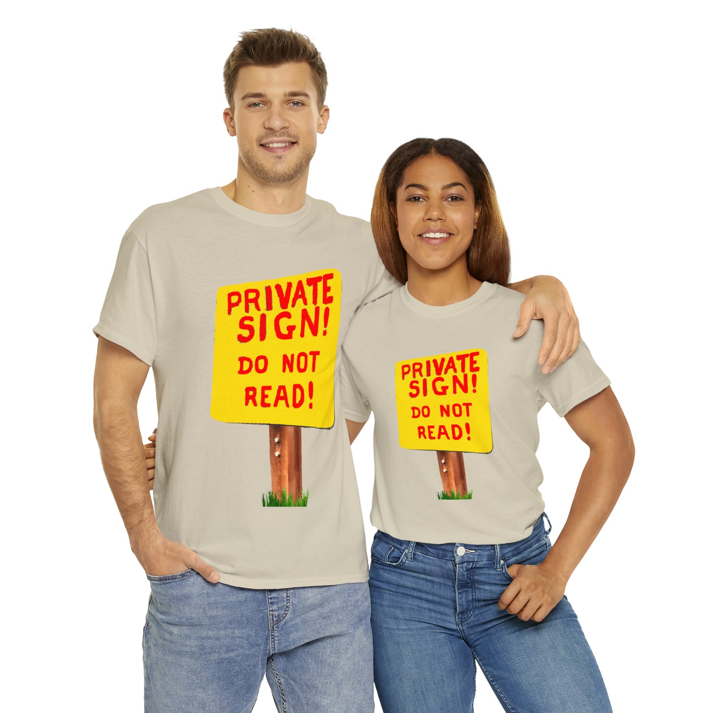 PRIVATE SIGN! DO NOT READ! Silly Sign - Unisex Heavy Cotton Tee - AUS